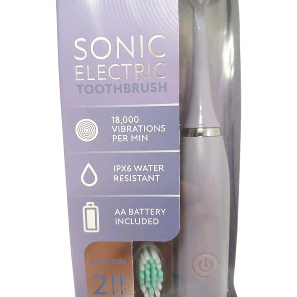 Sonic Electric Toothbrush 2 Heads Batteries included IPX6 Water Resistant - Picture 3 of 11